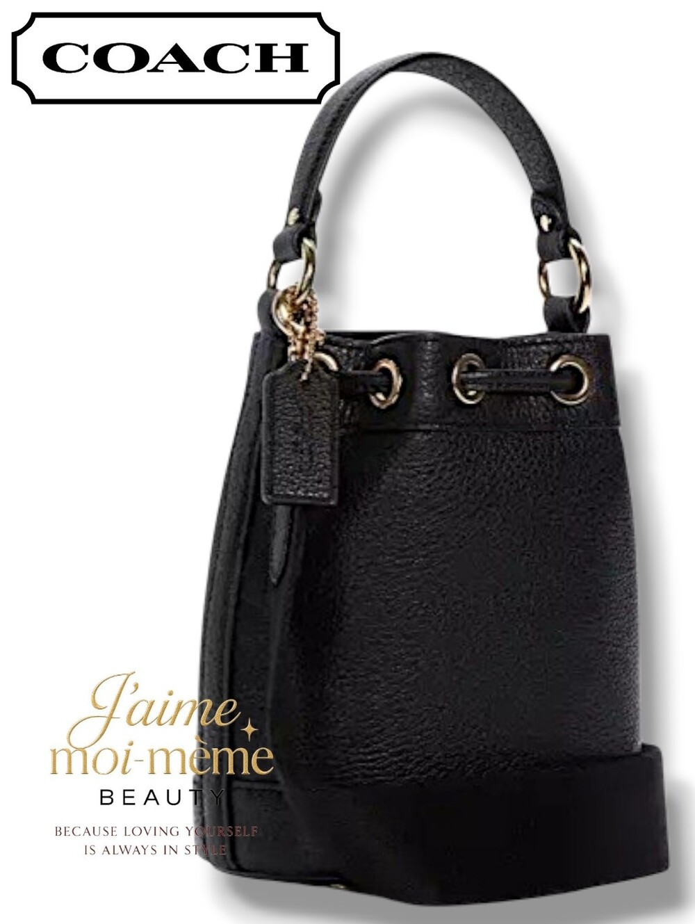 COACH Dempsey Crossbody Bucket Bag Black Leather With Gold Hardware - Picture 3 of 14